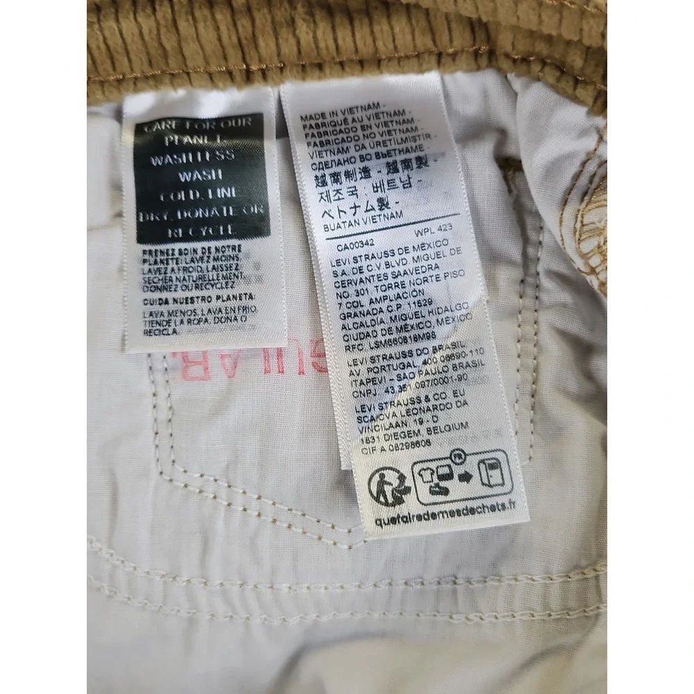Levi's Corduroy Pants 31x30  (Measures 33 X 30  Unisex,Off Brown,Very Nice 1663